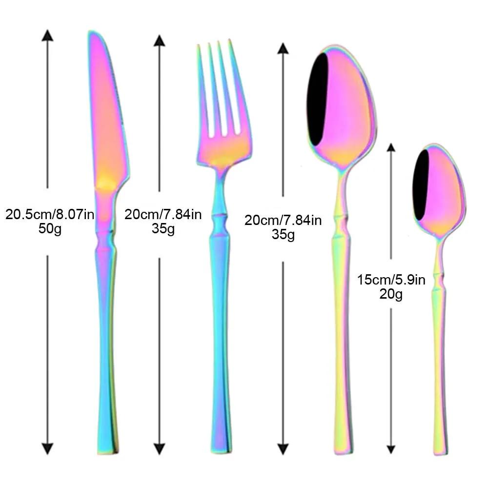 4Pcs Mirror Black Cutlery Set Stainless Steel Flatware Western Knife Fork Spoon Silver Cutlery Kitchen Tableware Set Supplies