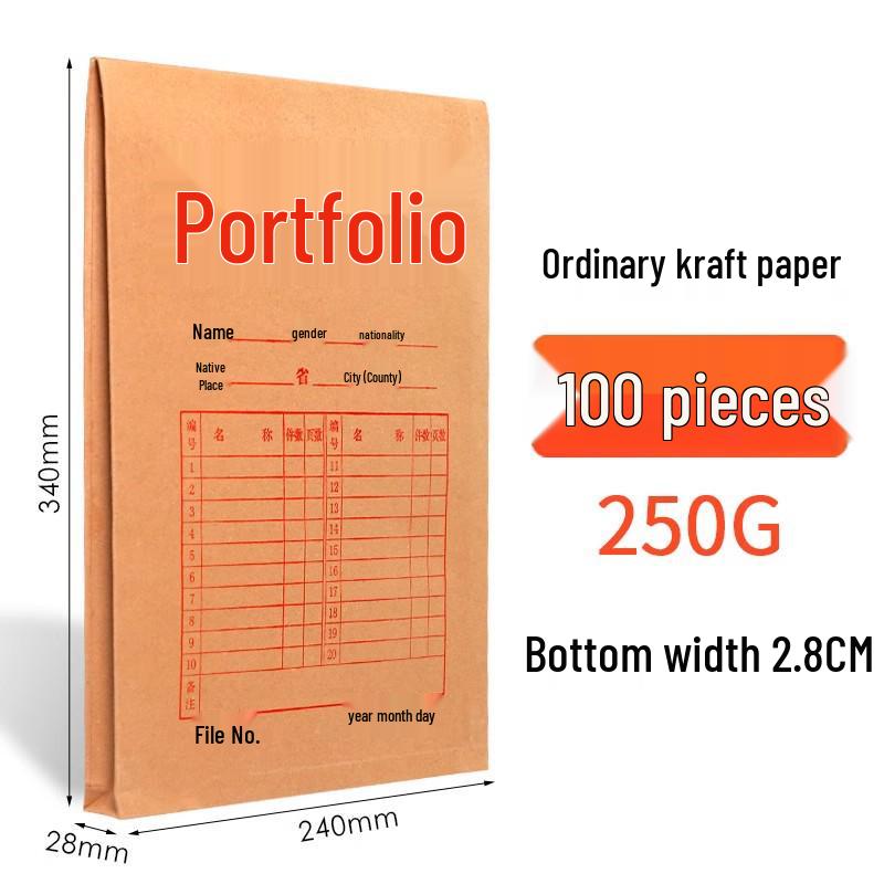 Thick Kraft Paper Manila Envelope File Folder A3/A4 Large Capacity Office Storage Bag