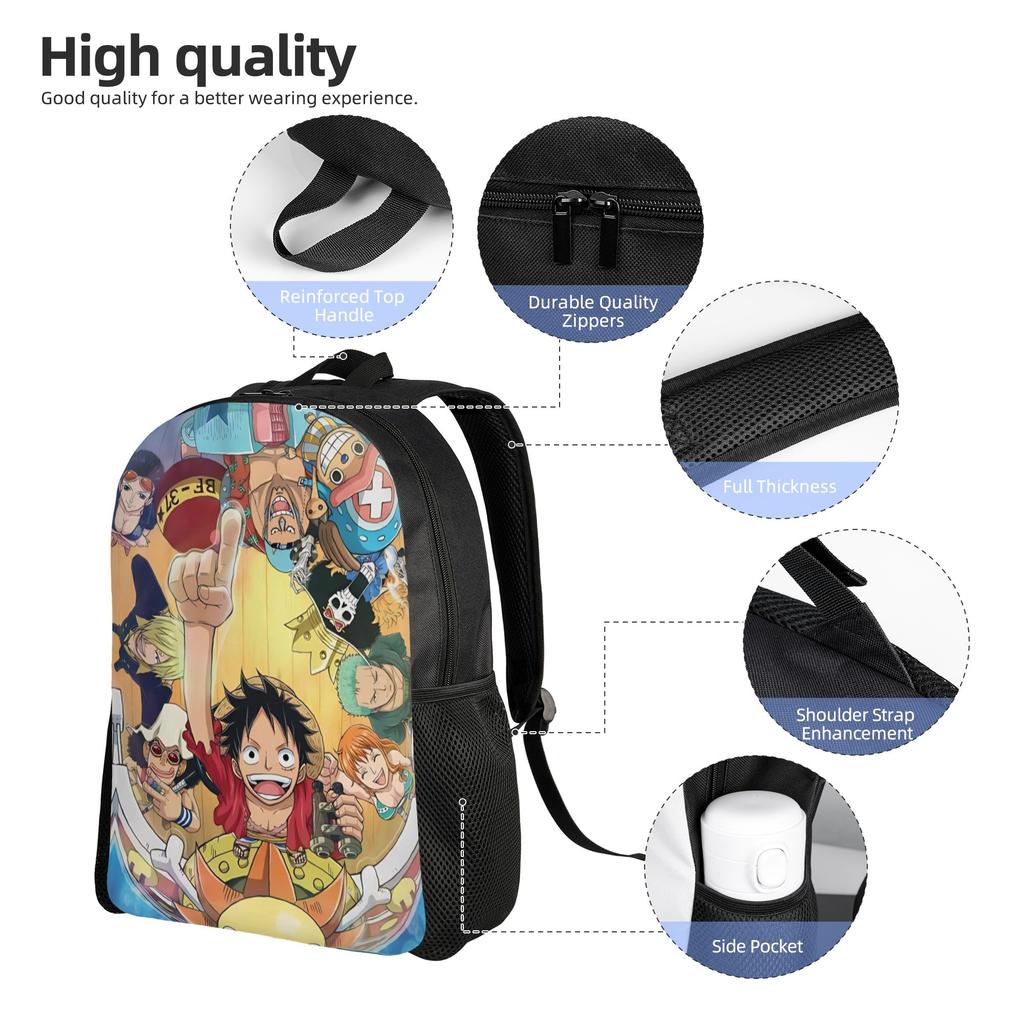 One Piece Casual Backpack Sports Student Hiking Travel Luffy Zoro Sanji Daypack for Men Women College Shoulder Bag