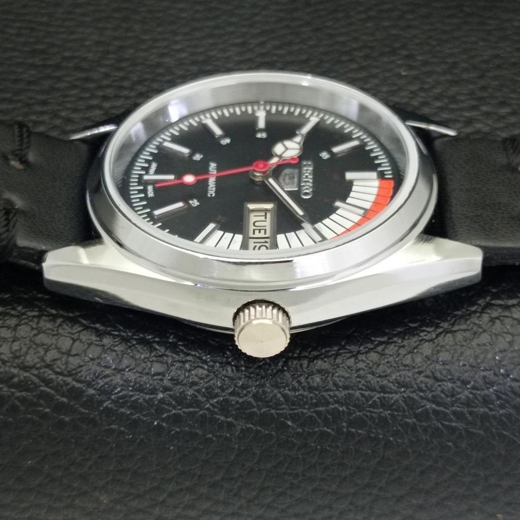 REFURBISHED VINTAGE SEIKO 5 AUTOMATIC 6309A JAPAN MENS BLACK WATCH a440850-4 Sk-a440850