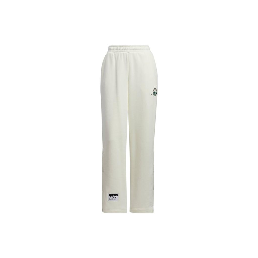 Adidas Originals Solid Color Printed Logo Straight Leg Elastic Waist Sports Pants Women Pants White HS9497