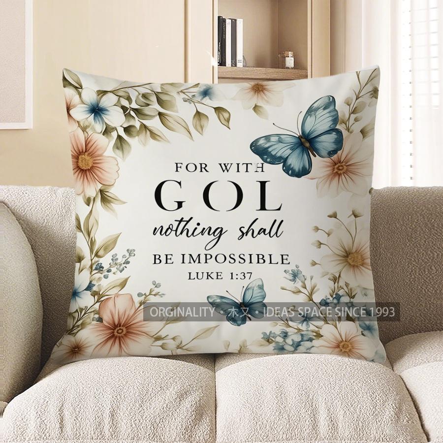 Home Decor Faith Floral Butterfly Future Inspirational Pillow Pattern Cushion Cover Suitable For Sofa Bedroom Car Pillow Cover