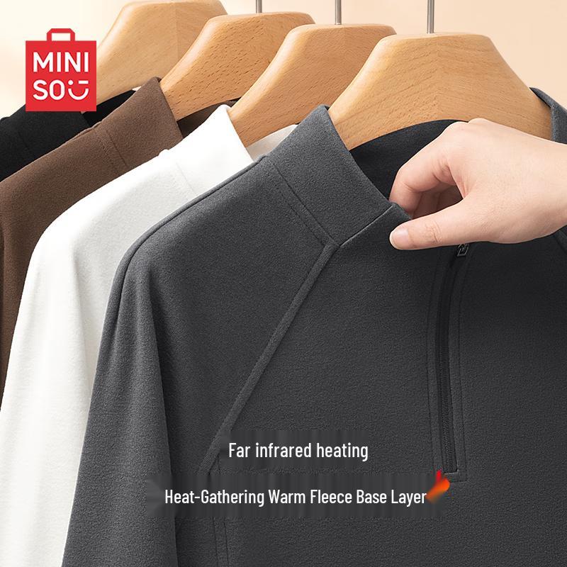 MINISO Men s Thermal Half-Zip Long Sleeve T-Shirt L