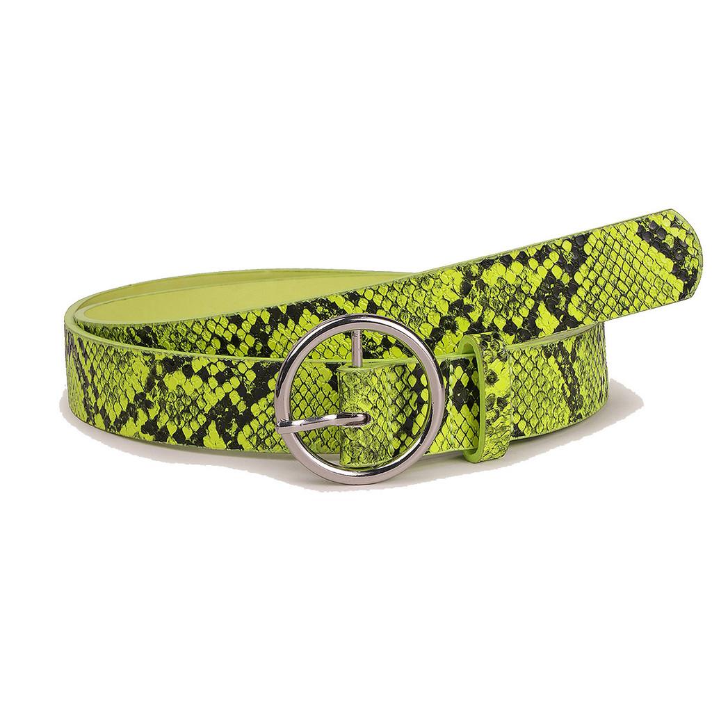 

Faux Leather Green Snake Pattern Belt With Pin Buckle For Casual Daily Wear