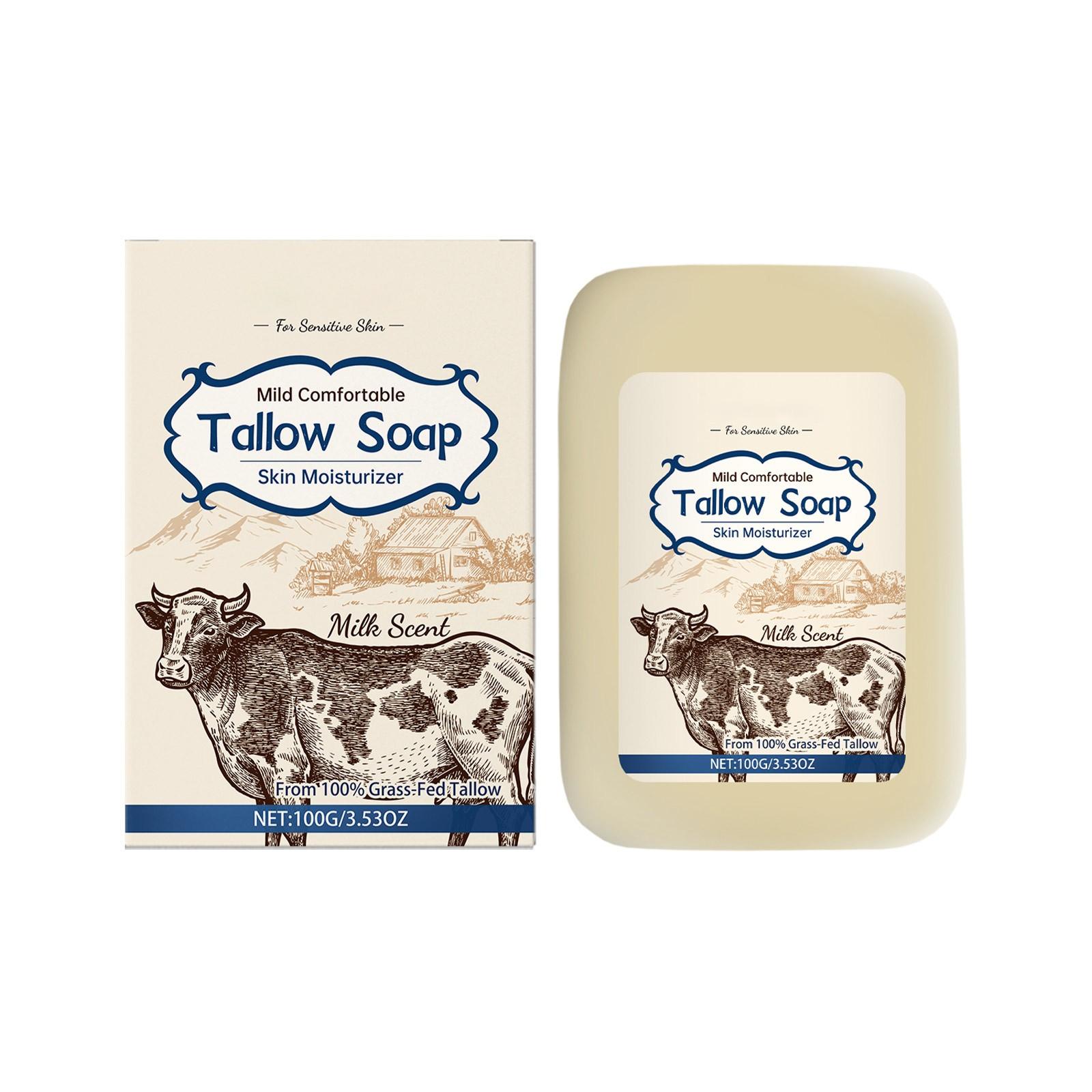 

Мыло Tallow Soap Мягкое глубоко очищающее мыло Растительная сыворотка Масло увлажняющее Мягкие ингредиенты, подходит для разных типов кожи, очищающее 100 г белый