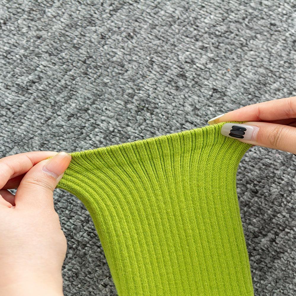Solid Color Mid-calf Socks Cotton Sports Socks Comfortable Pilates Socks