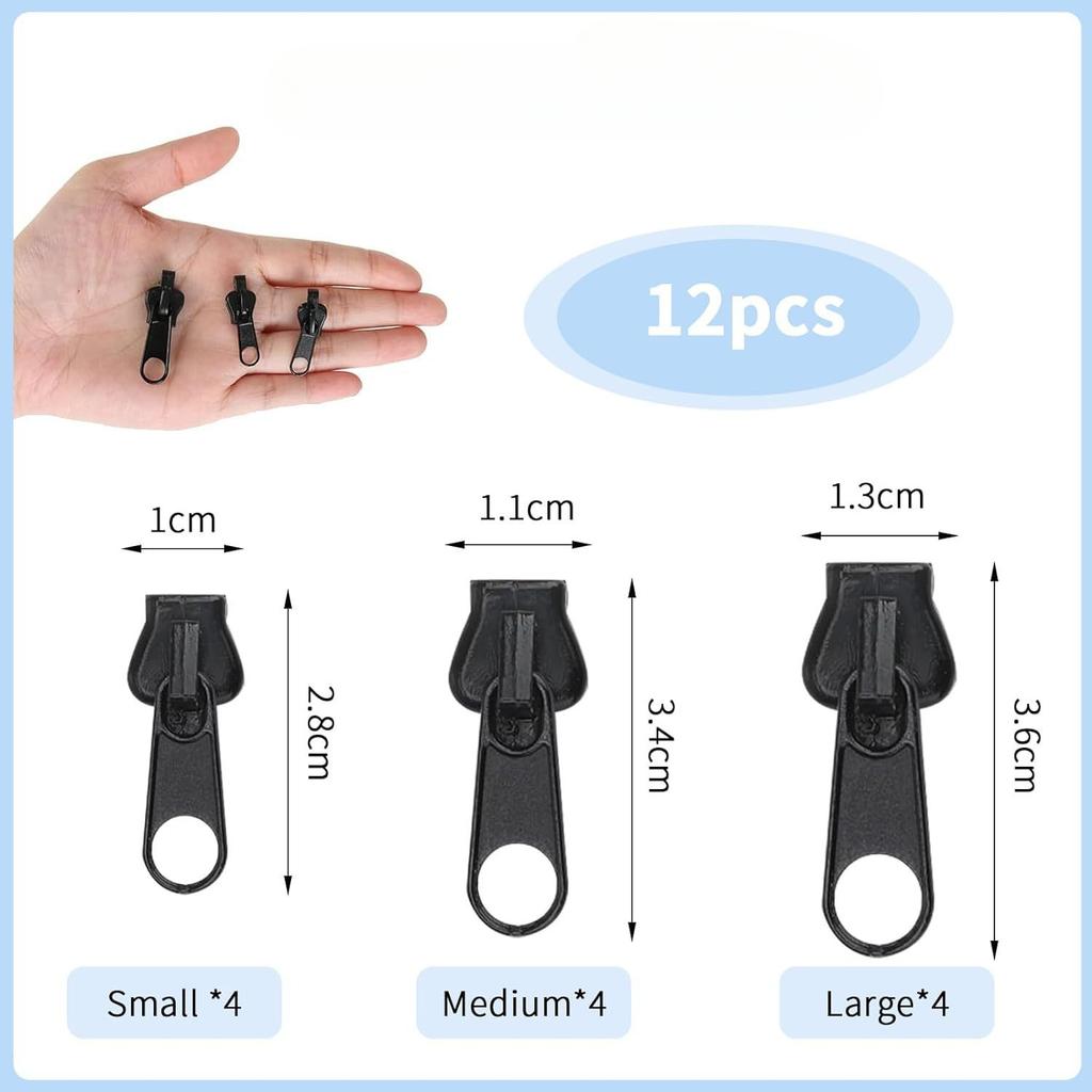 36/12/6pcs Instant Zipper Sliders Universal Instant Fix Zipper Repair Kit Replacement Zip Slider Teeth Rescue New Design DIY Sew