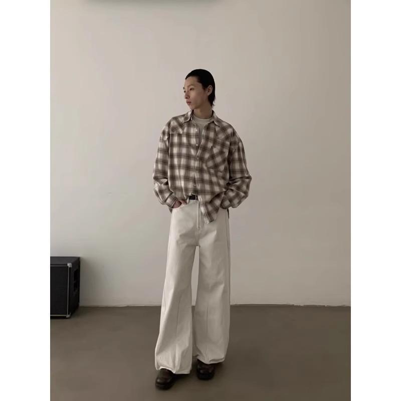Vintage Baggy Jeans Men Women High Street Loose Wide Leg Denim Pants Clean Fit Style
