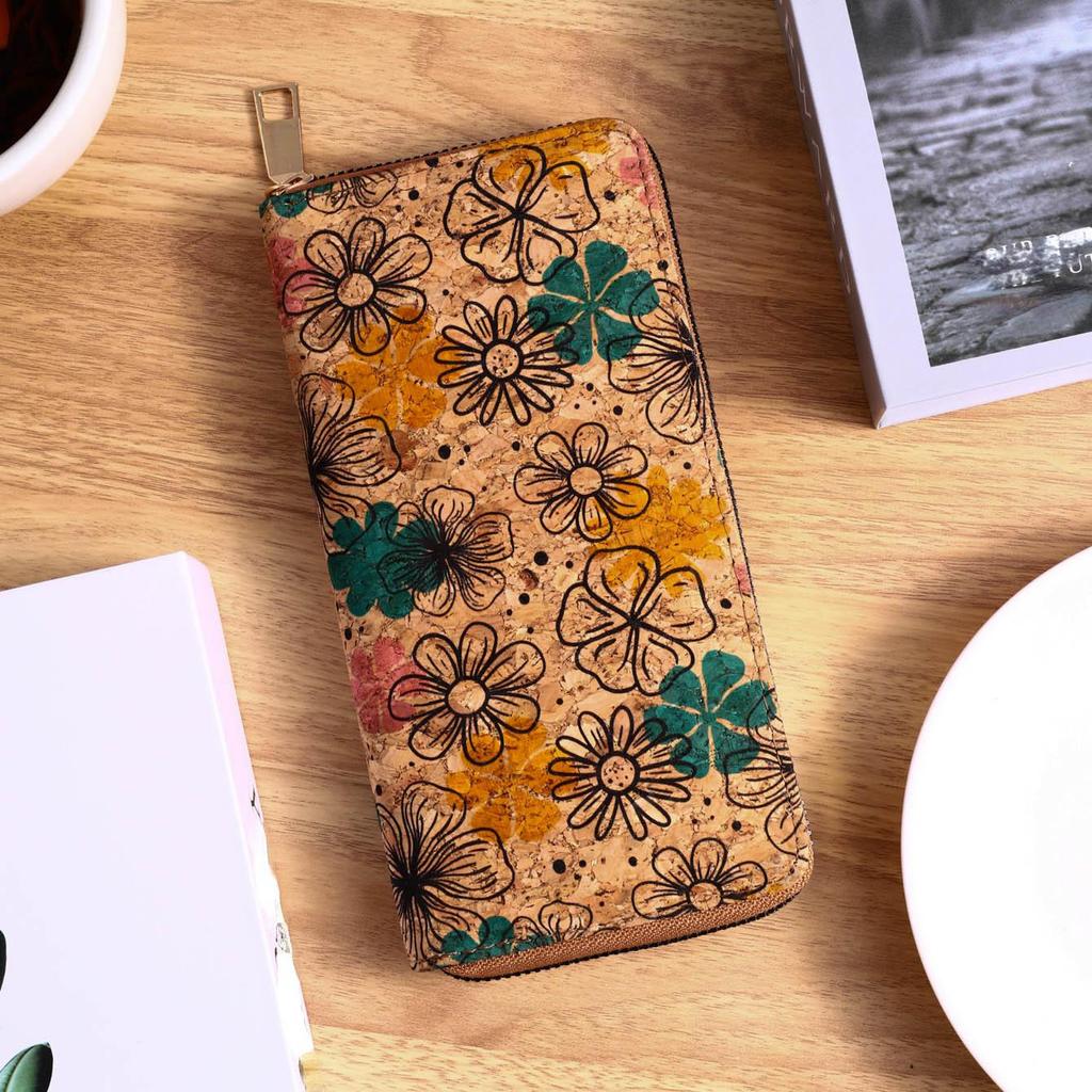 Retro Paisley och blommönster lång plånbok, Kopplingsväska Dragkedja runt bohemisk damplånbok, stor kreditkortshållare
