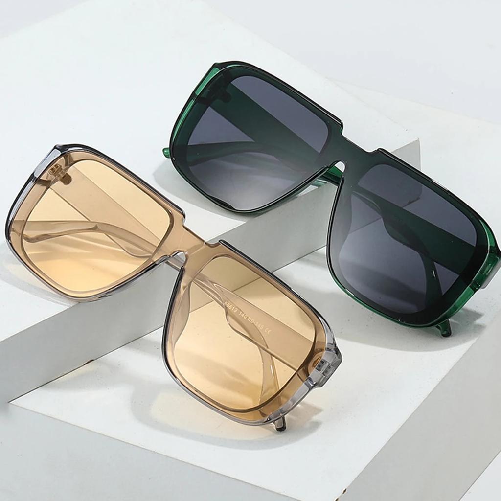 Sommermode Einteilige Retro Quadratische Sonnenbrille UV400 Vintage Retro Spiegelbrille Damen Herren Flache Oberseite Sonnenbrille