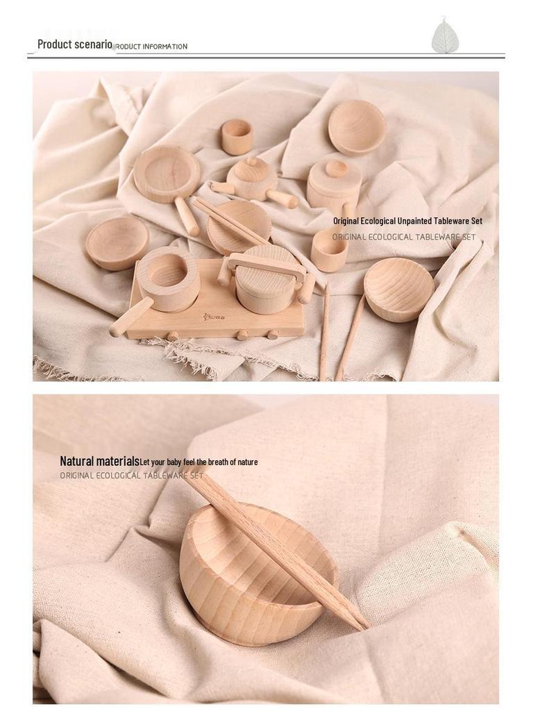 Beechwood Kids' Pretend Play Cooking Set - Wooden Kitchen & Tableware Educational Toys