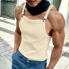 Ärmelloses Strick-Tanktop für Herren mit quadratischem Ausschnitt und Riemen