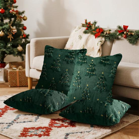 Yousheng 1/2Pcs Christmas Pillowcase 3D Tree Pattern Sofa Bedding Cushion Cover Living Room Bedroom Home Decor