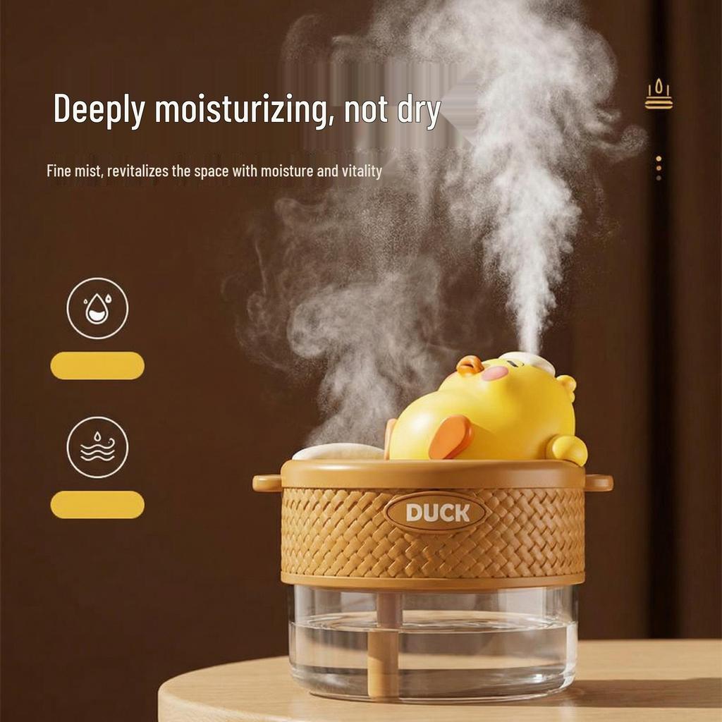 Creative Yellow Duck Mini Air Humidifier: 2-Speed, Long/Intermittent Spray for Desktop & Home Use