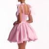 Elegant Bowknot Evening Dress Women Short Party Gown Cocktail Slim Fit Sleeveless Formal Birthday Gala