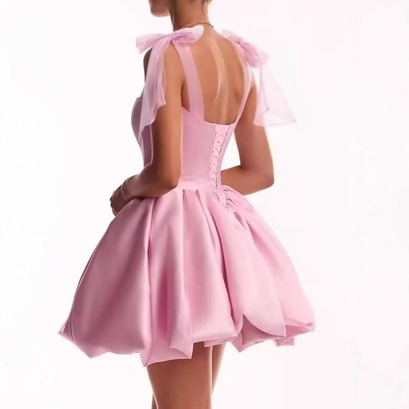 Elegant Bowknot Evening Dress Women Short Party Gown Cocktail Slim Fit Sleeveless Formal Birthday Gala