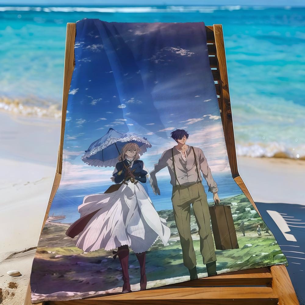 Anime V-Violet E-Evergarden Towel Sports Quick Dry Travel Camping Gear Sandproof Soft Light Large Beach Towel