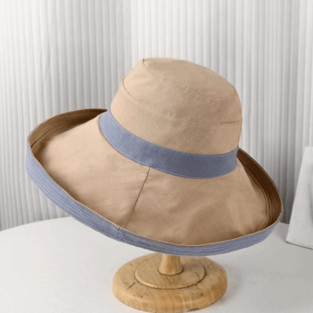 

Fashion Solid Color Bucket Hat Wide Brim Anti-UV Protection Sun Hat Foldable Design Curled Brim Outdoor Hat Outdoor Activities синий