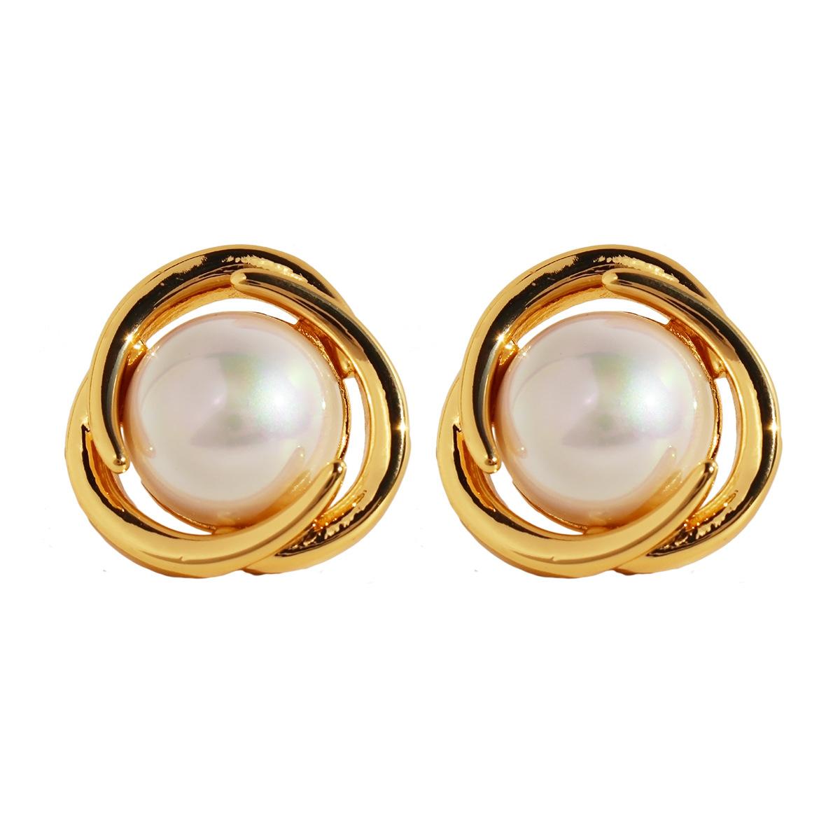 

Модные полые многослойные линии круглые серьги-гвоздики большие жемчужные преувеличенные серьги ретро серьги Vingate 304