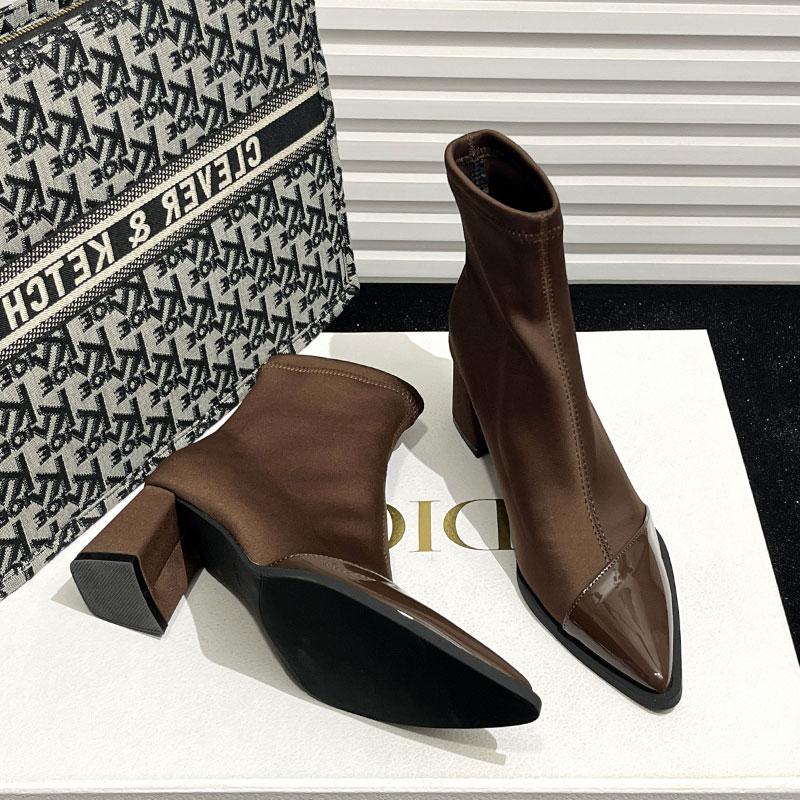 Moda Damskie Botki do Kostki 2024 Moda Zimowa Seksowne Botki Chelsea na Platformie Kobiety Szpiczasty Nosek Zamek Błyskawiczny Casual Wygodne Buty dla Kobiet