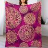 Roze en Gouden Mandala Patroon Plaid Zachte Warme Deken Cadeau voor Grootouders