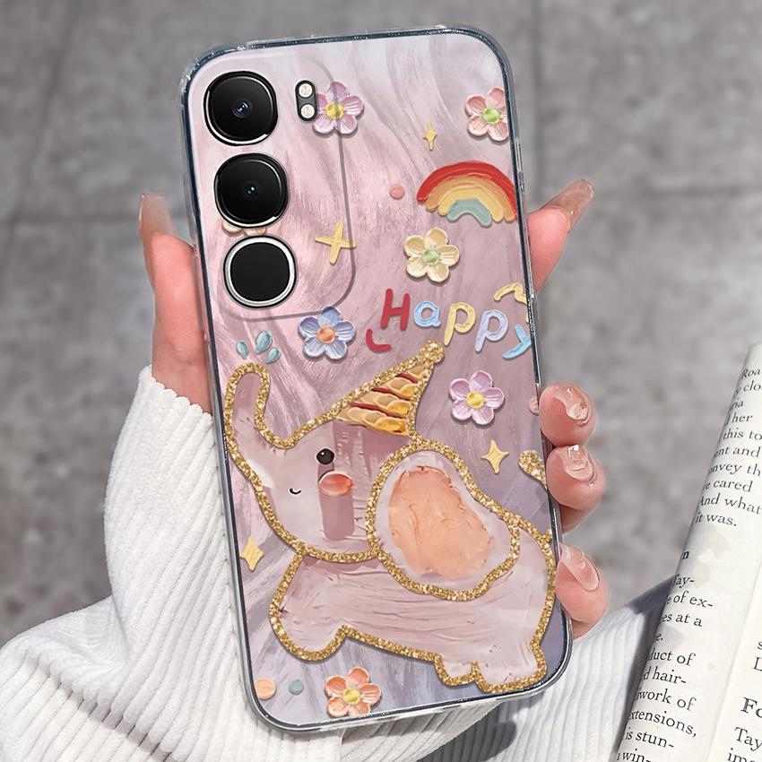 Cute Casing For Vivo Y19s Y19 Y17s Y17 Y16 Y15 Y13 Y12 Y11 Phone Covers Cute Penguin Frog Housing Clear TPU Non Slip Silicone Soft Shell For Vivo Case