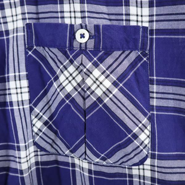 BARACUTA Made In Japan Check Pattern Long Sleeve 2WAY Shirt M Bluish Men's Used