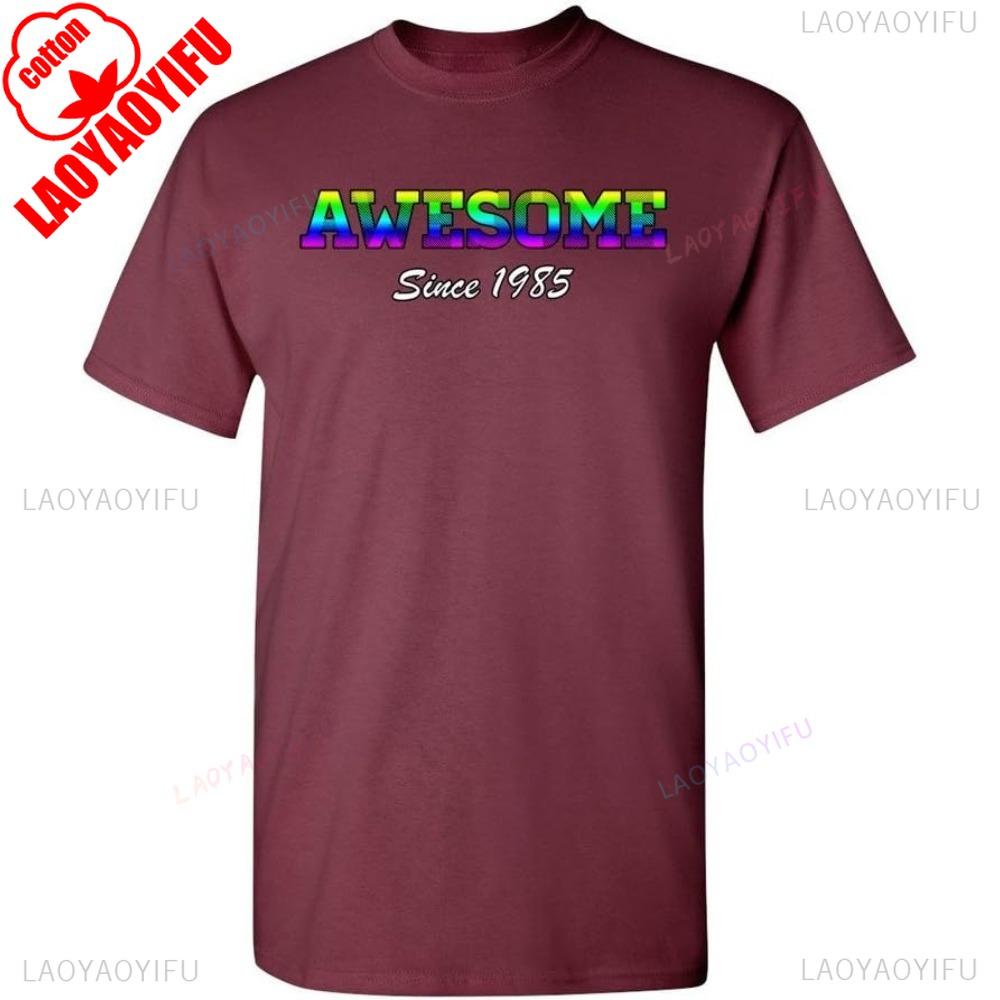 Awesome Since 1985 Colorful Gift Novelty TShirt Men Crewneck Cotton Tee Tops Fashionable Casual Summer Daily Life Short Sleeve