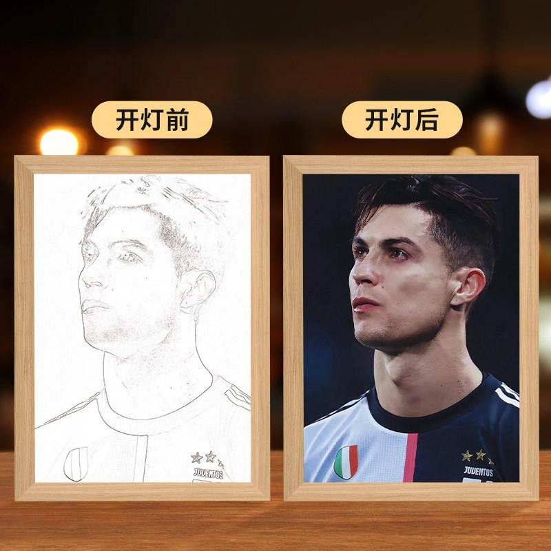 CR7 Light Painting LED Lamp Cool Gift for Football Fans Boy Boyfriend Dad