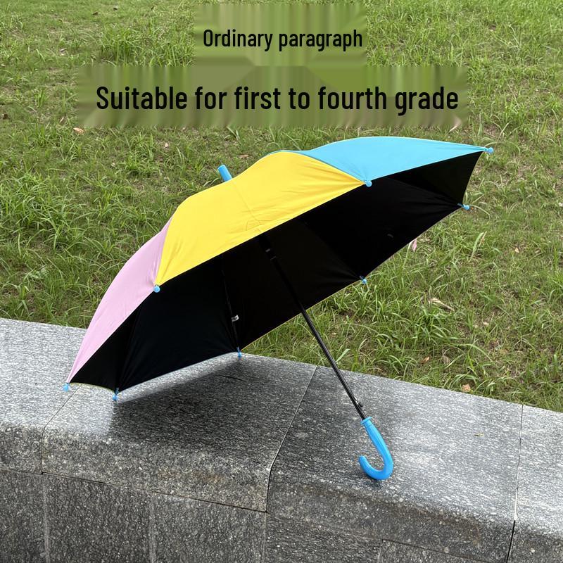 Children's Waterproof Rainbow Umbrella: Solid Color, Fresh Style, Sunscreen, Automatic, Long Handle