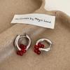 Red Beaded Flower Ear Buckle Female Design Sense Unique Personality Exquisite Elegant Fashion Commuter Versatile Earrings