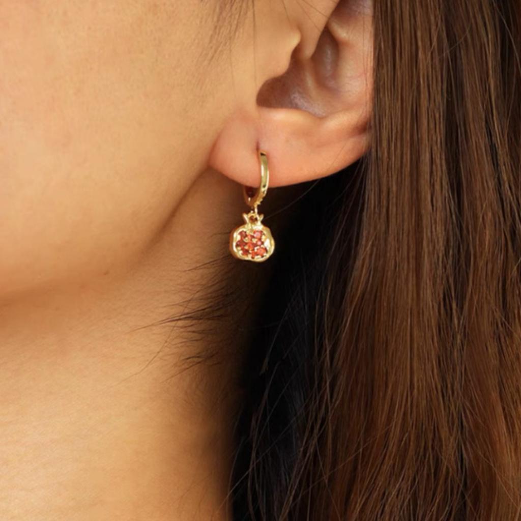 Unique Pomegranate Earrings/Necklace for Women Fashionable Zircons Jewelry Creative Fruit Shaped Ornament Women Gift