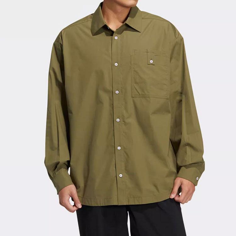 Adidas Originals Speed Shirt Long Sleeve Moisture Wicking Casual Polo Men Shirts Olive HU1232