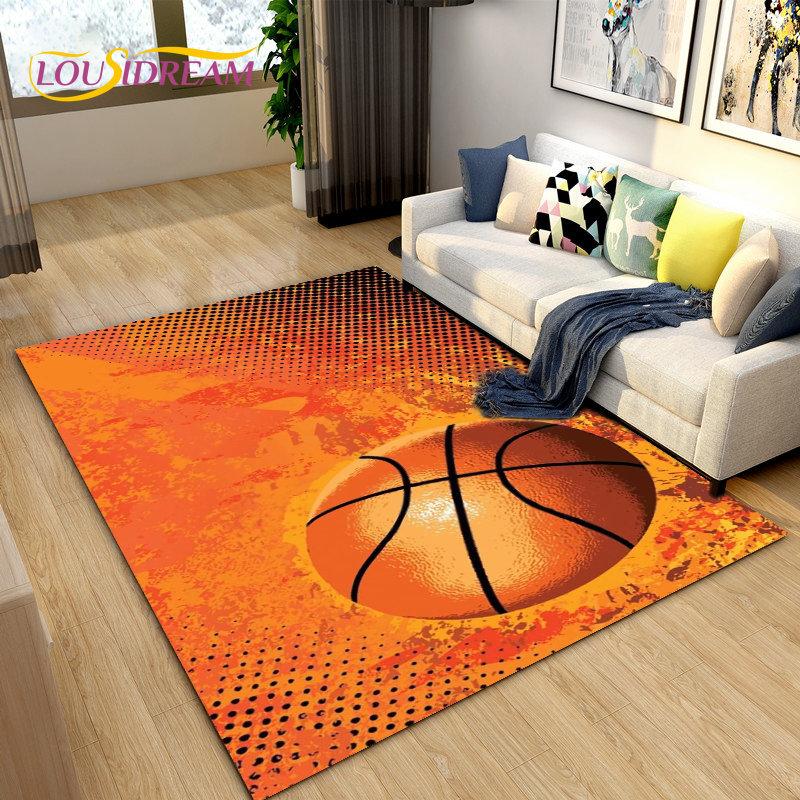 3D Basketball Basketball Cour Area Rug,Carpet Rug for Living Room Bedroom Sofa Doormat Decoration,Kids Play Non-slip Floor Mat