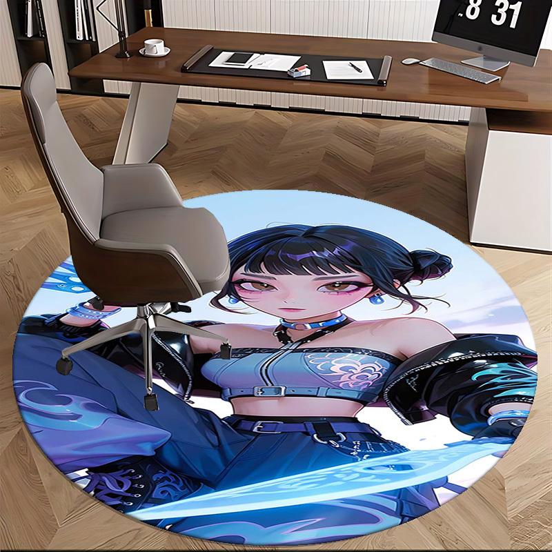 1pc Anime Design Round Carpet - Office Chair Mat