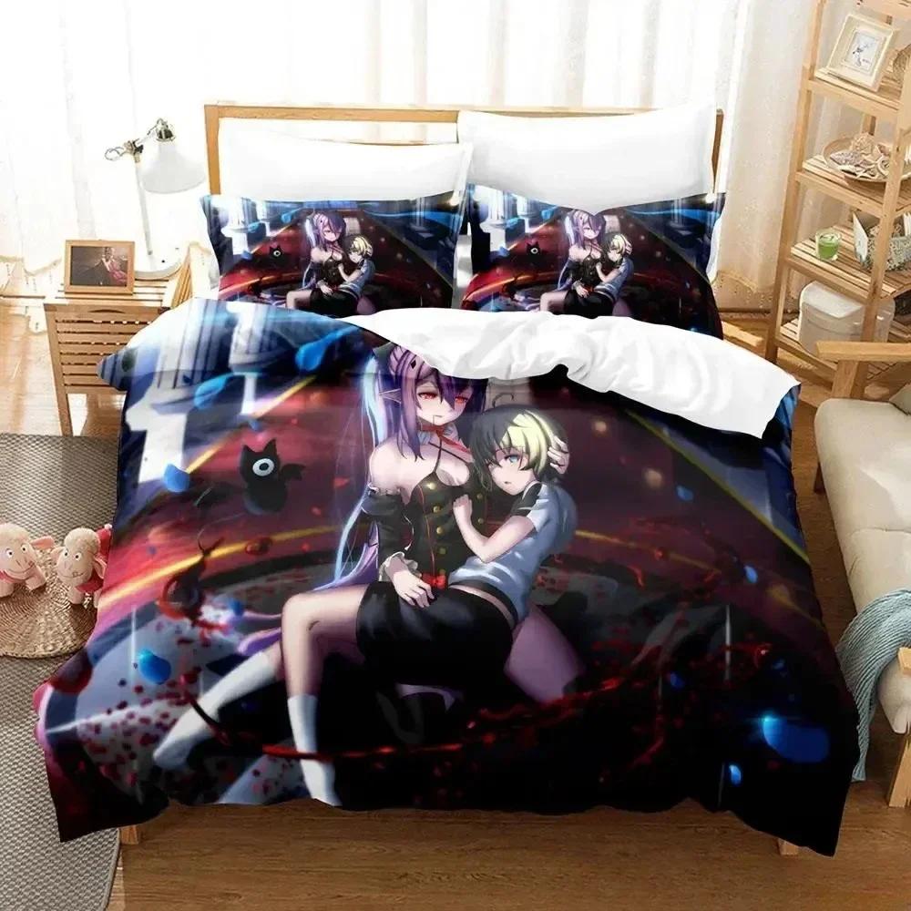 Fashion Seraph of the End Bedding Set Printed With Pillowcase Duvet Cover Soft Queen King Size Bedclothes Home Adult Kid Bedroom