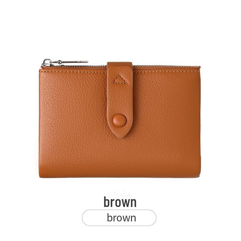 

Мини-портативный женский кошелек для монет 2024 года: Простой корейский стиль, свежий, многофункциональный короткий кошелек коричневый