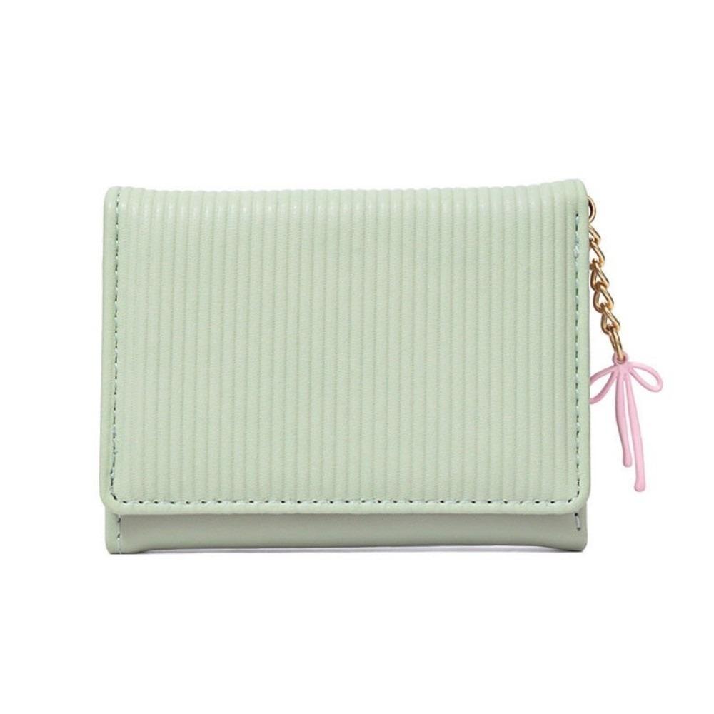 

Fashion PU Leather Short Wallet Solid Color Foldable Design Card Holder Snap Button Design Large Capacity Tri-Fold Wallet Girl зелёный