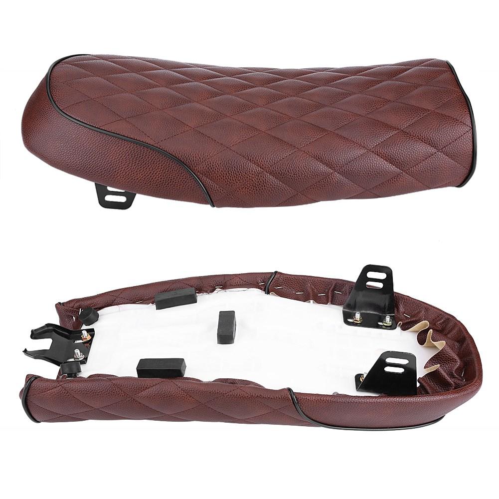 Motorcycle PU Lther Vintage St Flat Saddle Cushion for CG125 GN CG Black