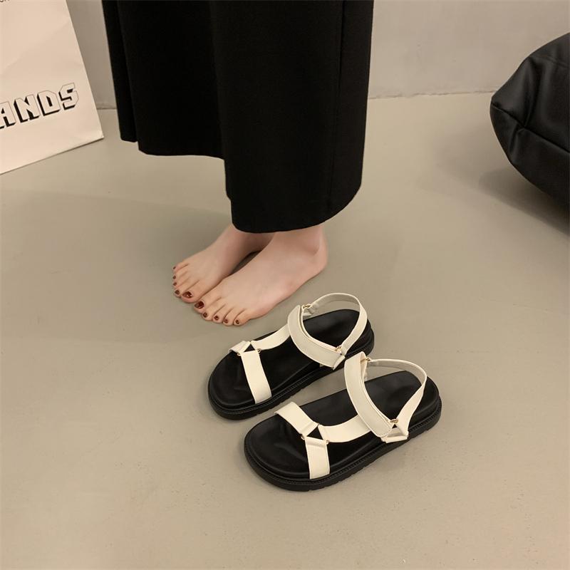 

Модные Новые Женские Туфли в Распродаже Модные Летние Уличные Женские Сандалии Однотонные С Открытым Носком На Низком Каблуке Римские Повседневные Пляжные Сандалии Женские 35 бежевый