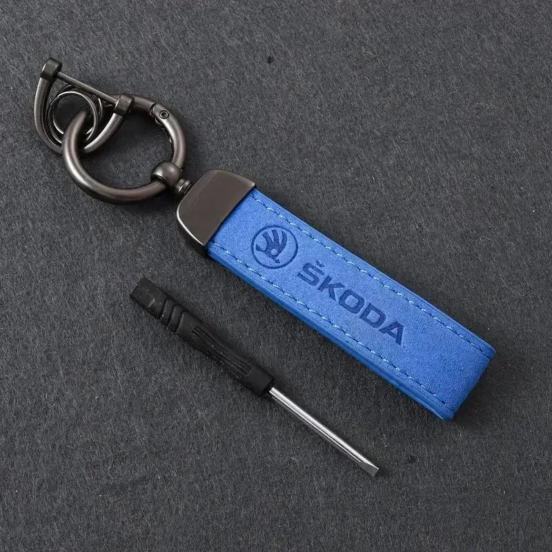 Leather Car Keyrings Key Pendant Chain Rings for Skoda Rapid Octavia Fabia Laura Superb 2 3 VRS Yeti Kodiaq Karoq Accessories ulsh63