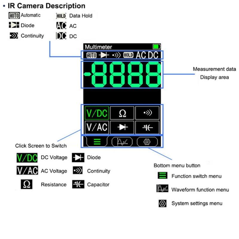 4000 Counts Multimeter 24x32 Thermal Imager Rechargeable Thermal Imaging Camera Voltage Resistance Diode Test Meter