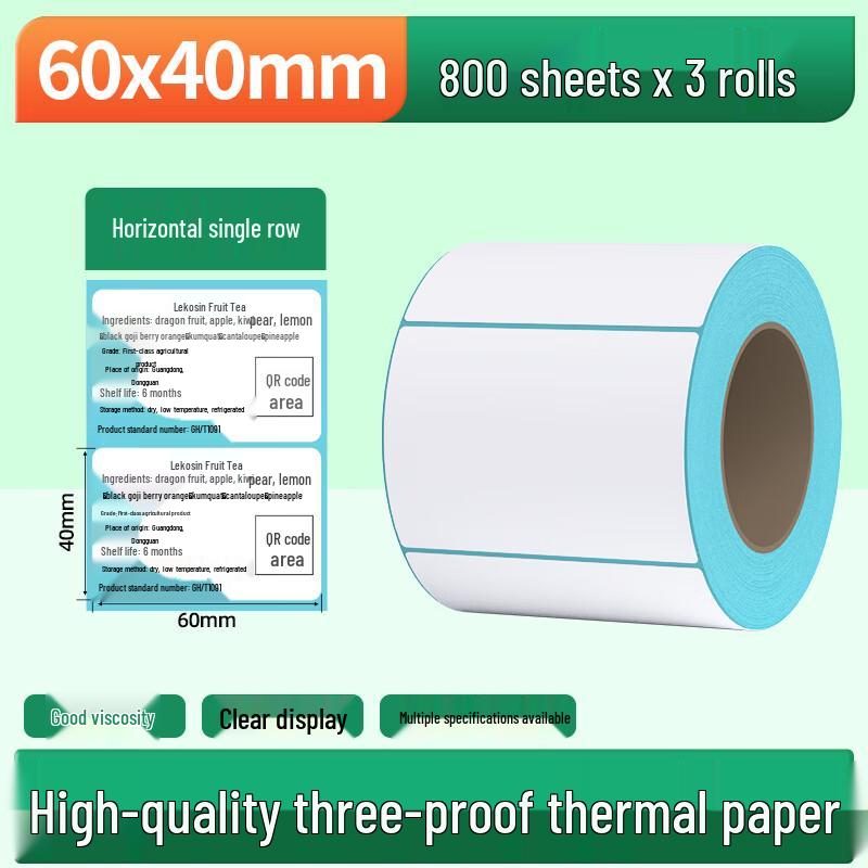 Jiemengzhe 60x40mm Three-Proof Thermal Label Paper
