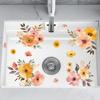 Floral Design Bathroom Stickers Self-Adhesive Washbasin Sticker Ceramic Tile Stickers  Home