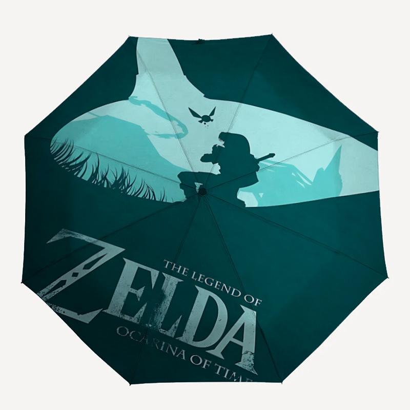 Legend Zelda Automatic Windproof Folding Umbrella, Compact Travel Umbrella for All Occasions, Cartoon Portable Compact Umbrella a0823040