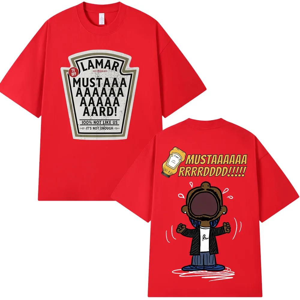 Rapper Kendrick Lamar Mustard Patterned Printed T-shirt for Men, Fashionable Hip-hop Short-sleeved Cotton Casual Short-sleeved