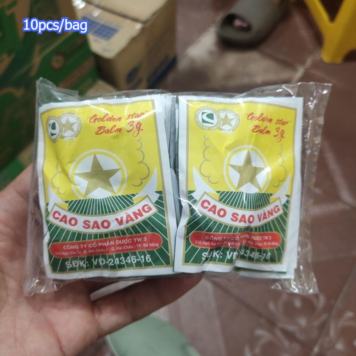 10 шт./пакет Золотая Звезда Бальзам 3 г Вьетнам Cao Sao Vang Охлаждающий Освежающий Успокаивающий Бальзам для Ежедневного Использования 1bag