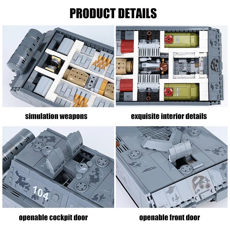 Military German Panzer Mouse Heavy Tank Building Blocks WW2 Army Soldier Weapons Panther Tiger Tanks Bricks Children kids Toys