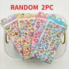 4pcsCute Cartoon Animal Cat and Fruit 3D Embossed Stickers, Handmade Stickers for Diary Decoration, Cute Stationery Stickers