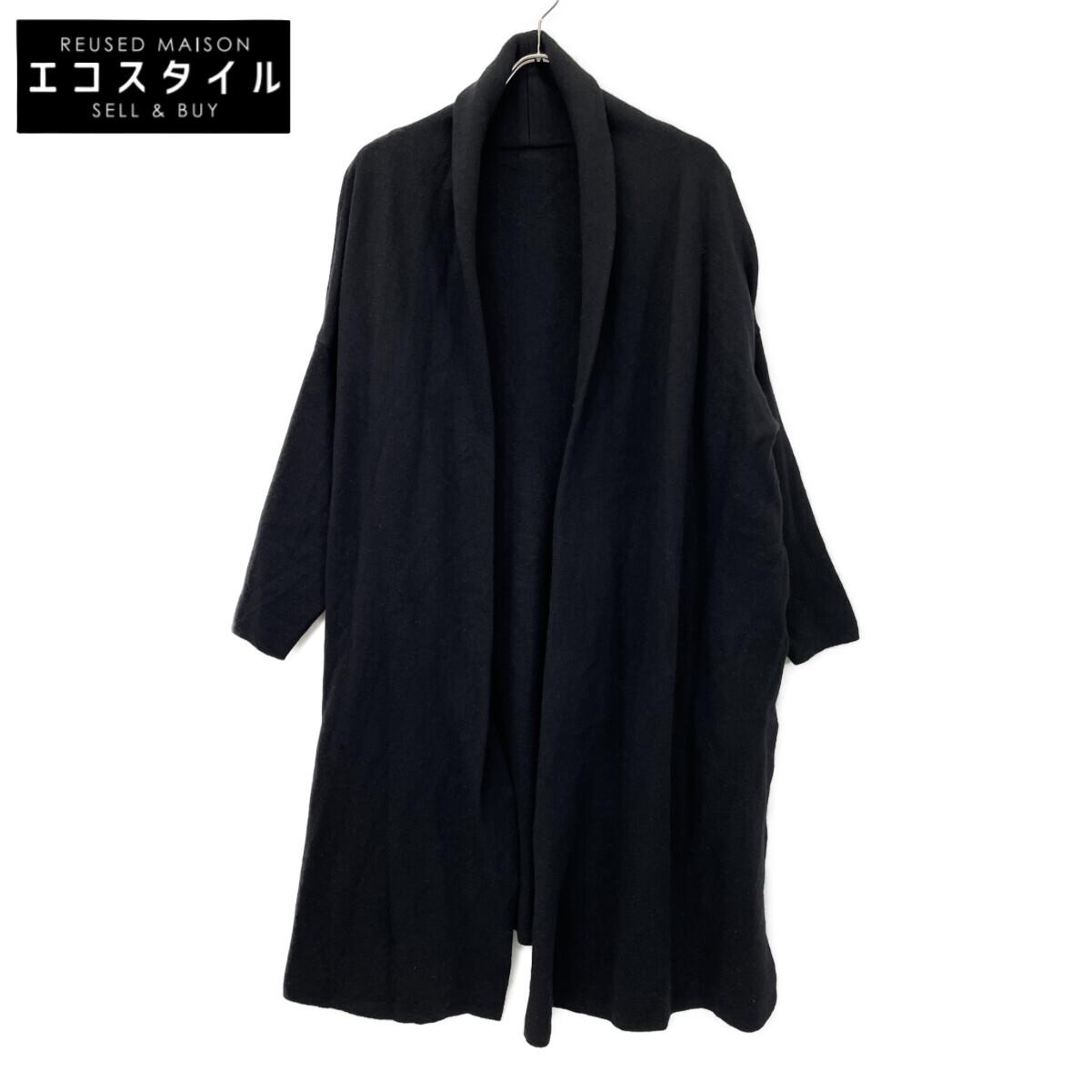 

MUSE Black wool smooth knit gown coat coat F blackUsed